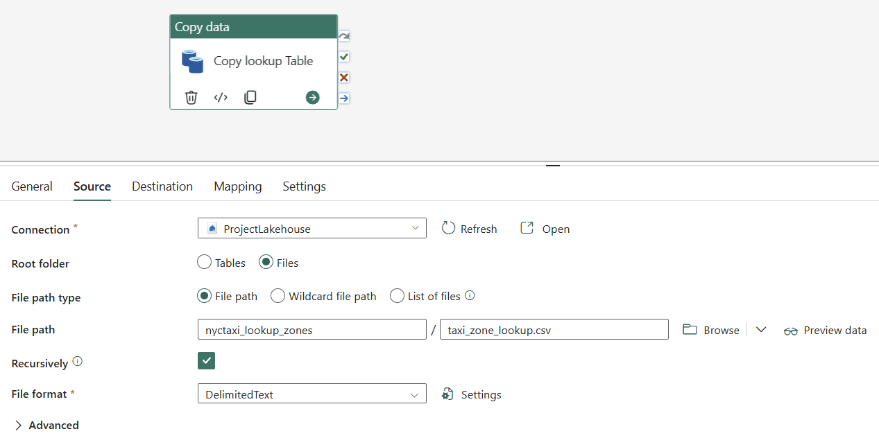 Data ingestion — Data Factory copy activity — 1